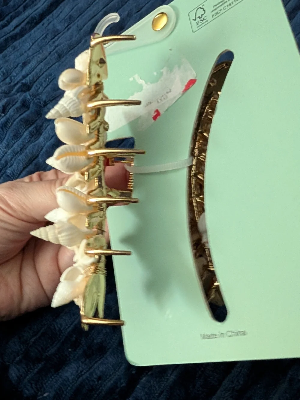 Piper K Seashell Cluster Hair Clip Gold Tone Claw Coastal Beachy Vacation NEW